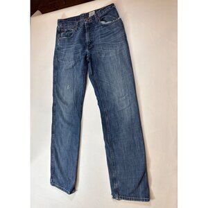 Ariat Mens Distressed Blue Straight-Leg Jeans 31x36 Raw Hem Classic Fit (F295)